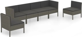 vidaXL 6 részes szürke polyrattan kerti ülőgarnitúra párnákkal