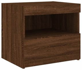 2 db barna tölgy színű éjjeliszekrény LED-ekkel 50x40x45 cm