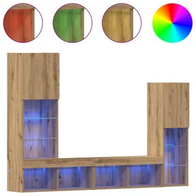 TV szekrény LED világítással Artisan tölgy 40.5x30x102 cm