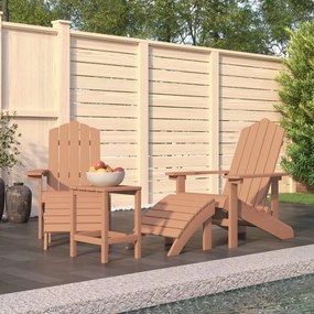 vidaXL barna HDPE kerti adirondack székek lábtartóval és asztallal