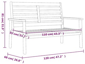 tömör akácfa kerti kanapé 120 cm