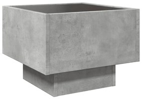 betonszürke szerelt fa kisasztal LED-del 40 x 40 x 30 cm