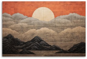 Gario Vászonkép Nap, felhők és hegyek Japánban Méret: 120 x 80 cm