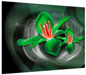 Modern kép - zöld virágok (70x50 cm)