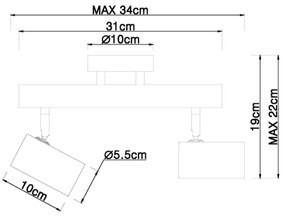 Globo 57913-2 - HERTI 2xGU10/5W/230V fa/fém spotlámpa