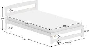 Ágy ágyráccsal, fehér, 120x200, AZRA