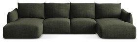 Zöld kinyitható sarokkanapé (U alakú) Leila – Makamii