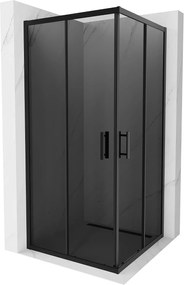 Mexen Rio, szögletes zuhanykabin 90(ajtó)x90(ajtó)x190 cm, 5mm szürke üveg, fekete profil, 860-090-090-70-40