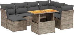 vidaXL 8 részes szürke polyrattan kerti ülőgarnitúra párnákkal