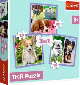 Gyermek puzzle - Sweet dogs - 3 az 1-ben