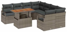 vidaXL Kerti Kanapé Szett tárolóval 9 pcs Szürke Poli rattan
