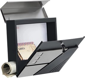 Zárható postaláda, falra, kerítésre szerelhető, ezüst-antricit szürke