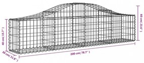 7 db íves horganyzott vas gabion kosár 200x30x40/60 cm
