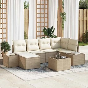 Kerti Kanapé Szett 7 pcs bézs és krémszínű 264 x 154 x 85 cm
