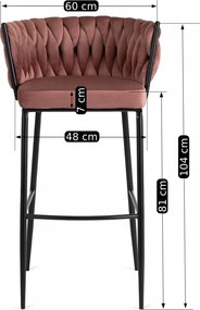 Bárszék rózsaszín bársony, FLORES