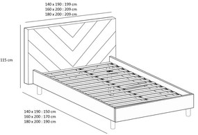 Narancssárga kárpitozott franciaágy ágyráccsal 180x200 cm Romane – Bobochic Paris