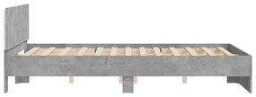 betonszürke ágykeret fejtámlával és LED-del 150x200 cm