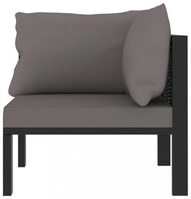 antracitszürke polyrattan sarokkanapé-elem bal oldali karfával