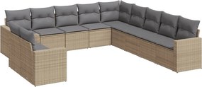 vidaXL 11 részes bézs polyrattan kerti ülőgarnitúra párnákkal
