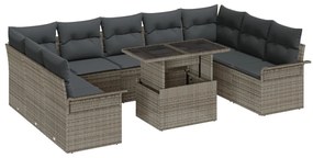 Kerti Kanapé Szett 10 pcs Szürke 100 x 55 x 73 cm Poli rattan