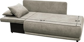 Kihúzható kanapé, bézsesszürke Taupe, balos, LIAMI