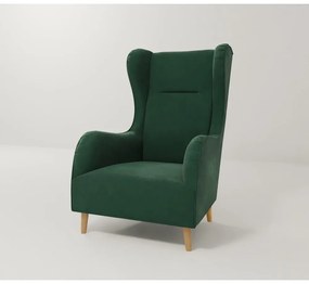 Sötétzöld bársony füles fotel Carole – Ropez