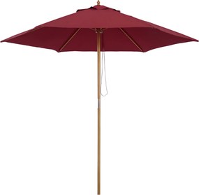 Outsunny Kerti Napernyő Ø250x230 cm Teraszi Napernyő 6 Bambusz Bordával, Leszerelhető Rúddal, UV-védelemmel, Vízálló és Fából készült Kerettel Tengerp