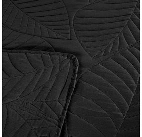 Fekete ágytakaró LEAVES mintával Méret: 170 x 210 cm
