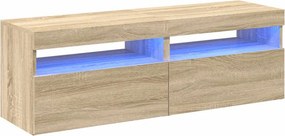 vidaXL 2 db sonoma tölgy színű TV-szekrény LED-lámpákkal 60x35x40 cm