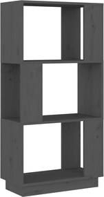 vidaXL szürke tömör fenyőfa könyvszekrény/térelválasztó 51x25x101 cm