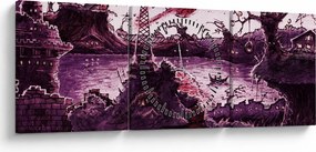 Kép - Elvarázsolt falu (órával) (90x30 cm)
