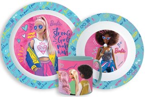 Barbie Stylish étkészlet, micro műanyag szett bögrével 265 ml