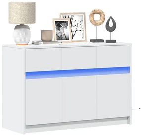fehér szerelt fa TV-szekrény LED-ekkel 91 x 34 x 61 cm