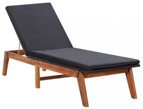 polyrattan és tömör akácfa napozóágy párnával