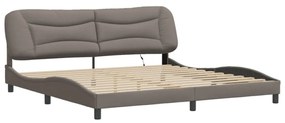 tópszínű szövet ágykeret LED-ekkel matrac nélkül 200 x 200 cm
