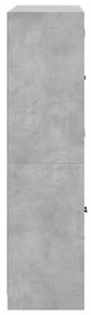 betonszürke szerelt fa könyvespolc ajtókkal 136 x 37 x 142 cm