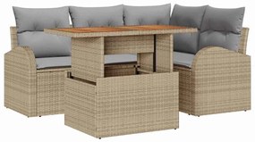 vidaXL Kerti Kanapé Szett párnával 5 pcs bézs és világosszürke