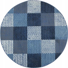 Kerek Szőnyeg Nappaliba Patchwork Farmer Kockás Cikk-cakk Luna átm. 160 cm