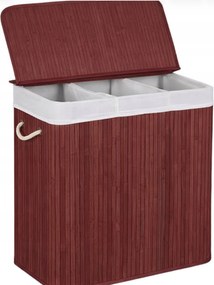 Tripla Szennyestartó Kosár 3 Rekeszes Fehérnemű Szortírozó Fedéllel -cseresznye