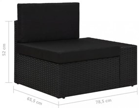3 személyes fekete elemes polyrattan kanapé