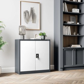 Alacsony fém irattartó szekrény BEATA, 900 x 930 x 400 mm, antracit-fehér