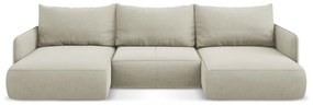 Krémszínű kinyitható-tárolóhelyes sarokkanapé Nanea – Makamii