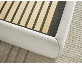 Bézs kárpitozott ágyneműtartós-ágytámla nélkül franciaágy ágyráccsal 180x200 cm Inera – Bobochic Paris