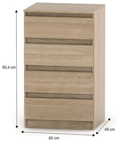 Zondo Komód Hannah New 04 (úzka) (sonoma tölgy). 1021343