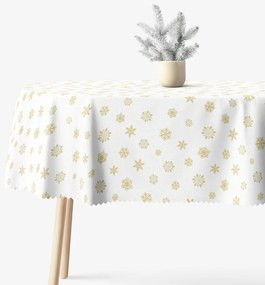 Goldea karácsonyi ovális teflonos terítő - arany hópelyhek 140 x 280 cm