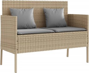 vidaXL bézs polyrattan kerti pad párnákkal