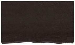 sötétbarna kezelt tömör tölgyfa fali polc 100x60x2 cm