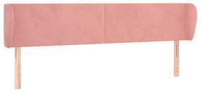 rózsaszín bársony fejtámla szárnyakkal 203x23x78/88 cm