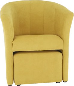 Klub fotel puffal, mustár, ROSE