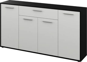 Komód, fekete/fehér, LUNIA